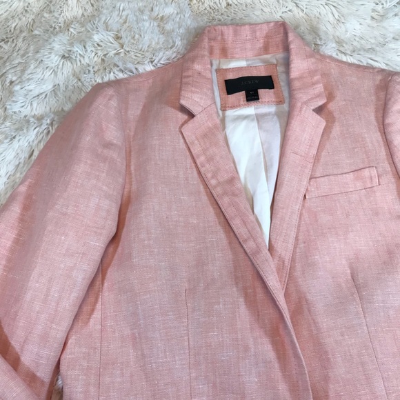 J. Crew Regent Blush Pink Linen Blazer size 6 Tall - Picture 3 of 7